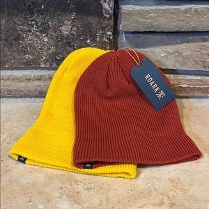 Roark Knit Two Pack Beanie Set - Yellow and Rust
